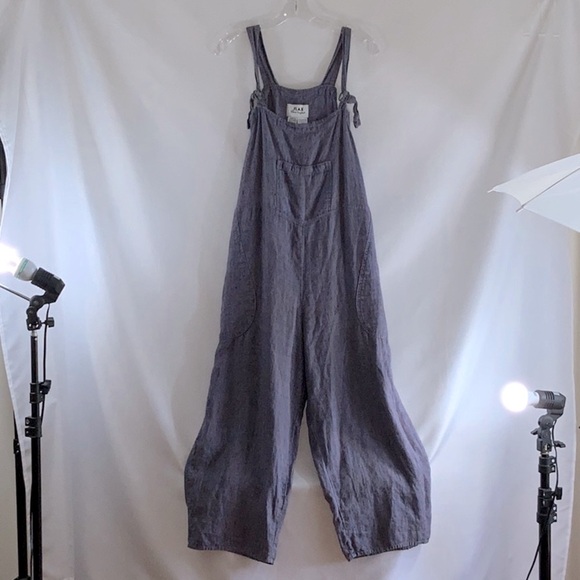 812 Rare Vintage Flax by Jeanne Englehart Linen Purple Cropped Overalls Jumpsuit - Picture 5 of 14